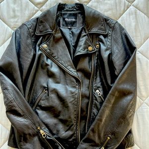 Madewell Washed Leather Motorcycle Jacket: Brass Hardware Edition